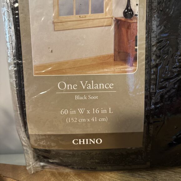 Home Trends Tab Top Black Soot Chino One Valance 60" X 16" L -Kitchen, Bath- NIP - Picture 3 of 8